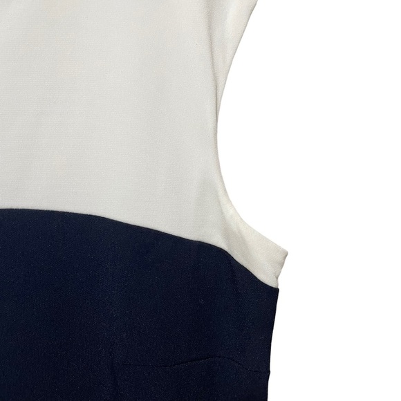 Sandra Darren White and Navy Sleeveless Ruffle Dress Size 12 - Picture 2 of 7